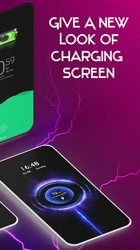 Custom charging screen animation with blue circular battery indicator showing 30% charge level display