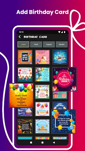 Birthday card templates gallery featuring festive designs for creating personalized video birthday greeting cards
