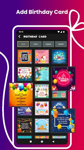 Birthday card templates gallery featuring festive designs for creating personalized video birthday greeting cards