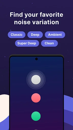 Noise variation selector offering Classic, Deep, Ambient, Super Deep, and Clean sound options
