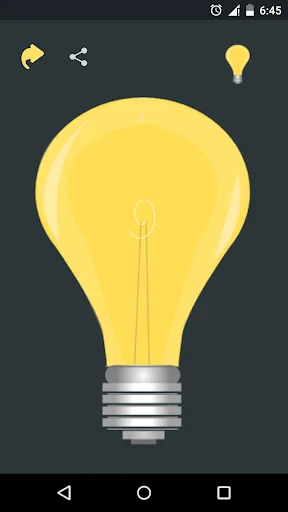 Flashlight One Tap Torch enabled showing intensely bright yellow illuminated lightbulb torch on dark interface for instant light activation