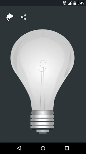 Flashlight One Tap Torch off mode displaying white lightbulb icon with metallic threaded base, ready for single tap activation of torch