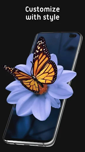 Customize with style butterfly on flower 3D animated live wallpaper demonstrating personalization options for mobile phone backgrounds