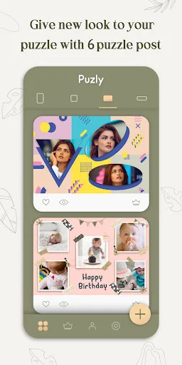 6-photo puzzle grid templates in Puzly for creating unique Instagram post designs with various layout options