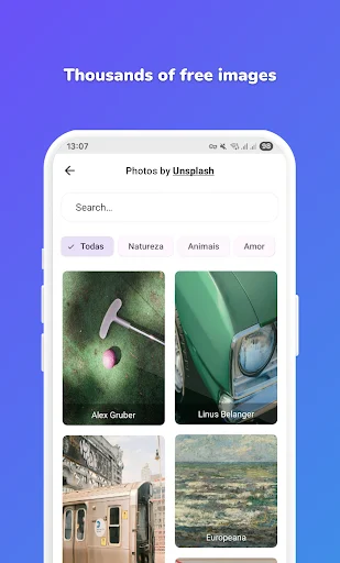 Unsplash image search with category filters to find free photos for nature, animals, love themes for quote backgrounds