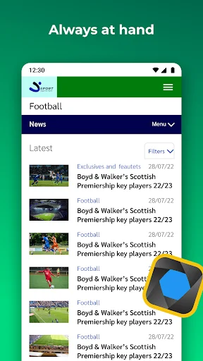 Quick screen capture of sports news app demonstrating always-available screenshot functionality across any mobile application