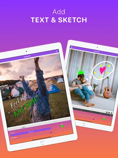 Text and sketch drawing tools for adding overlays and annotations to slideshow photos