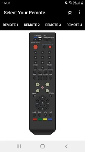 Sun Direct Remote with comprehensive button layout, numeric pad, and multi-colored controls