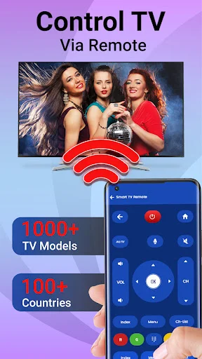 Control TV via remote supporting 1000+ TV models and 100+ countries with universal remote compatibility