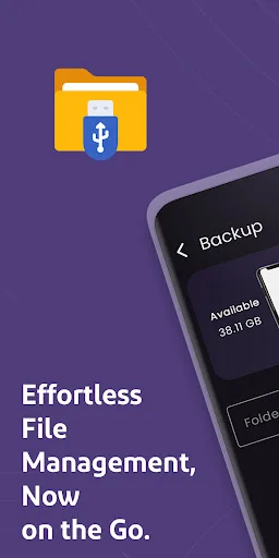 Effortless file management screen with folder and USB symbol icon for portable Android file control