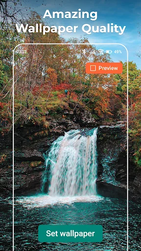 Video Wallpaper Live showcasing waterfall video wallpaper with high quality preview and set wallpaper personalization