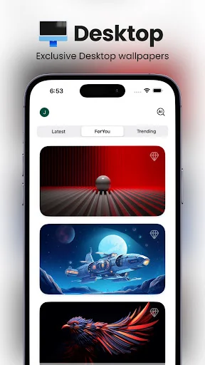 Wallbyte Desktop tab with exclusive high-resolution 4K wallpapers for computers including abstract and space designs